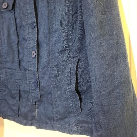 Coldwater Creek Linen Celebrate Your Spirit Size 12 Blue Button Front Jacket - Picture 4 of 16